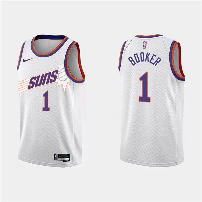 Men's Phoenix Suns #1 Devin Booker White Association Edition Stitched Jersey